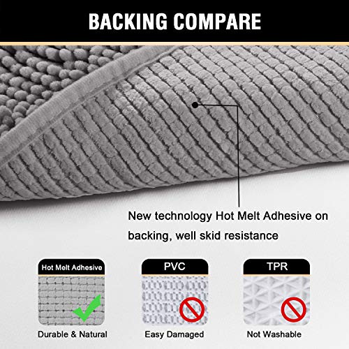 Grey Slip-Resistant Chenille Bath Rugs Mat Grey Slip-Resistant Chenille Bath Rugs Mat